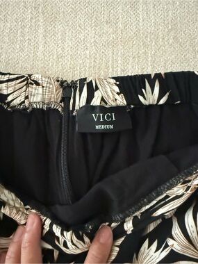 VICI Black Skirt with Cream Botanical Print